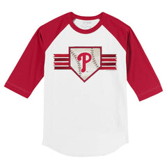 Philadelphia Phillies Tiny Turnip Youth Base Stripe 3/4-Sleeve Raglan T-Shirt White/Red