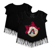 Arizona Diamondbacks Tiny Turnip Girls Youth Baseball Bow Fringe T-Shirt Black