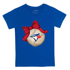 Toronto Blue Jays Tiny Turnip Youth Baseball Bow T-Shirt Royal