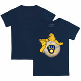 Milwaukee Brewers Tiny Turnip Youth Baseball Bow T-Shirt Navy