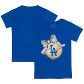 Los Angeles Dodgers Tiny Turnip Youth Baseball Bow T-Shirt Royal