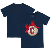 Cleveland Guardians Tiny Turnip Youth Baseball Bow T-Shirt Navy