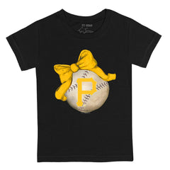 Pittsburgh Pirates Tiny Turnip Youth Baseball Bow T-Shirt Black
