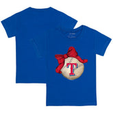 Texas Rangers Tiny Turnip Youth Baseball Bow T-Shirt Royal