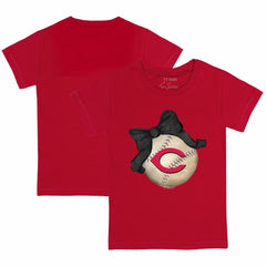 Cincinnati Reds Tiny Turnip Youth Baseball Bow T-Shirt Red