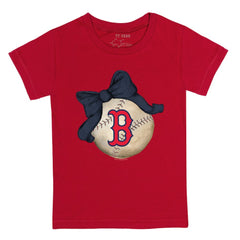 Boston Red Sox Tiny Turnip Youth Baseball Bow T-Shirt Red