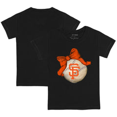 San Francisco Giants Tiny Turnip Youth Baseball Bow T-Shirt Black