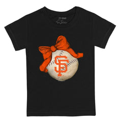 San Francisco Giants Tiny Turnip Youth Baseball Bow T-Shirt Black