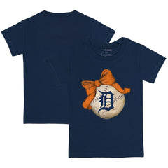 Detroit Tigers Tiny Turnip Youth Baseball Bow T-Shirt Navy