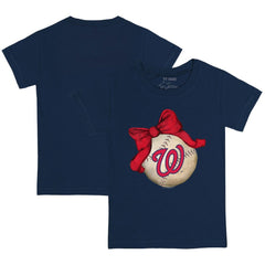 Washington Nationals Tiny Turnip Youth Baseball Bow T-Shirt Navy
