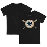 Miami Marlins Tiny Turnip Youth Baseball Cross Bats T-Shirt Black