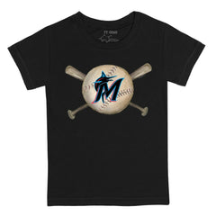 Miami Marlins Tiny Turnip Youth Baseball Cross Bats T-Shirt Black