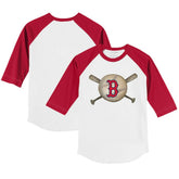 Boston Red Sox Tiny Turnip Youth Baseball Cross Bats 3/4-Sleeve Raglan T-Shirt White/Red
