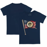 Milwaukee Brewers Tiny Turnip Youth Baseball Flag T-Shirt Navy