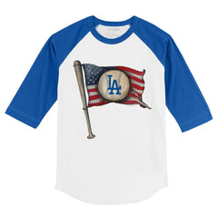 Los Angeles Dodgers Tiny Turnip Youth Baseball Flag 3/4-Sleeve Raglan T-Shirt White/Royal