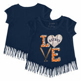 Houston Astros Tiny Turnip Girls Youth Baseball Love Fringe T-Shirt Navy