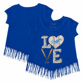Los Angeles Dodgers Tiny Turnip Girls Youth Baseball Love Fringe T-Shirt Royal