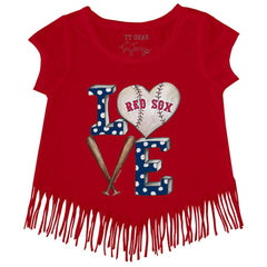Boston Red Sox Tiny Turnip Girls Youth Baseball Love Fringe T-Shirt Red
