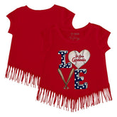 St. Louis Cardinals Tiny Turnip Girls Youth Baseball Love Fringe T-Shirt Red