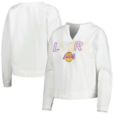 Los Angeles Lakers Concepts Sport Women's Sunray Notch Neck Long Sleeve Top - White cheap