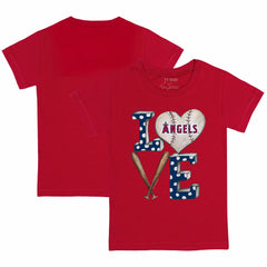 Los Angeles Angels Tiny Turnip Youth Baseball Love T-Shirt Red