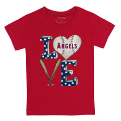 Los Angeles Angels Tiny Turnip Youth Baseball Love T-Shirt Red