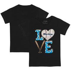 Miami Marlins Tiny Turnip Youth Baseball Love T-Shirt Black