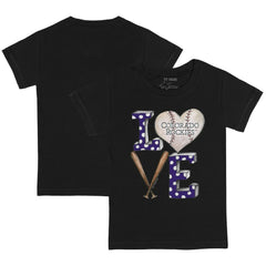 Colorado Rockies Tiny Turnip Youth Baseball Love T-Shirt Black