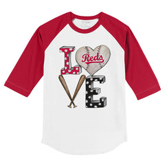 Cincinnati Reds Tiny Turnip Youth Baseball Love 3/4-Sleeve Raglan T-Shirt White/Red