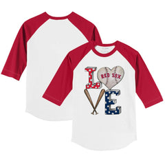 Boston Red Sox Tiny Turnip Youth Baseball Love 3/4-Sleeve Raglan T-Shirt White/Red