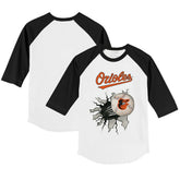 Baltimore Orioles Tiny Turnip Youth Baseball Tear 3/4-Sleeve Raglan T-Shirt White/Black