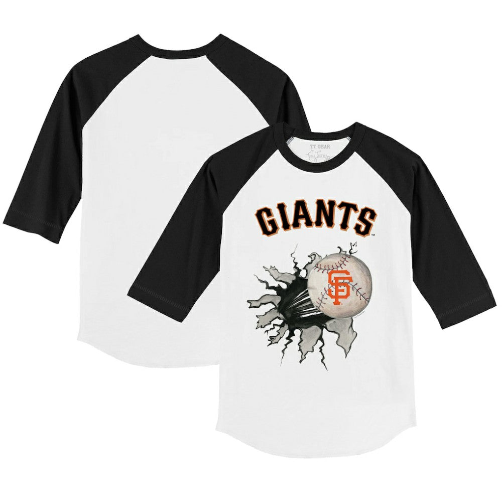 San Francisco Giants Tiny Turnip Youth Baseball Tear 3/4-Sleeve Raglan T-Shirt White/Black