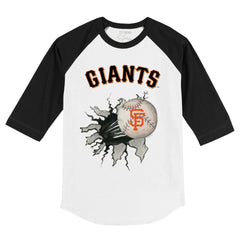 San Francisco Giants Tiny Turnip Youth Baseball Tear 3/4-Sleeve Raglan T-Shirt White/Black
