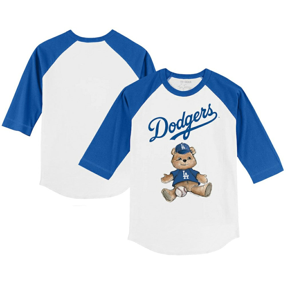 Los Angeles Dodgers Tiny Turnip Youth Teddy Boy 3/4-Sleeve Raglan T-Shirt White/Royal