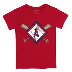 Los Angeles Angels Tiny Turnip Youth Diamond Cross Bats T-Shirt Red