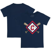 Cleveland Guardians Tiny Turnip Youth Diamond Cross Bats T-Shirt Navy