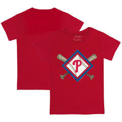 Philadelphia Phillies Tiny Turnip Youth Diamond Cross Bats T-Shirt Red