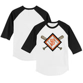 San Francisco Giants Tiny Turnip Youth Diamond Cross Bats 3/4-Sleeve Raglan T-Shirt White/Black