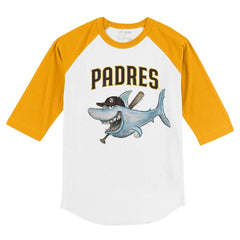 San Diego Padres Tiny Turnip Youth Shark 3/4-Sleeve Raglan T-Shirt White/Gold