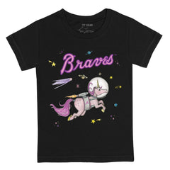 Atlanta Braves Tiny Turnip Youth Space Unicorn T-Shirt Black