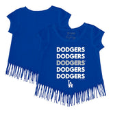 Los Angeles Dodgers Tiny Turnip Girls Youth Stacked Fringe T-Shirt Royal