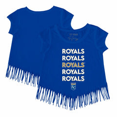 Kansas City Royals Tiny Turnip Girls Youth Stacked Fringe T-Shirt Royal