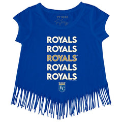 Kansas City Royals Tiny Turnip Girls Youth Stacked Fringe T-Shirt Royal