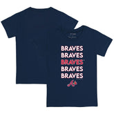 Atlanta Braves Tiny Turnip Youth Stacked T-Shirt Navy