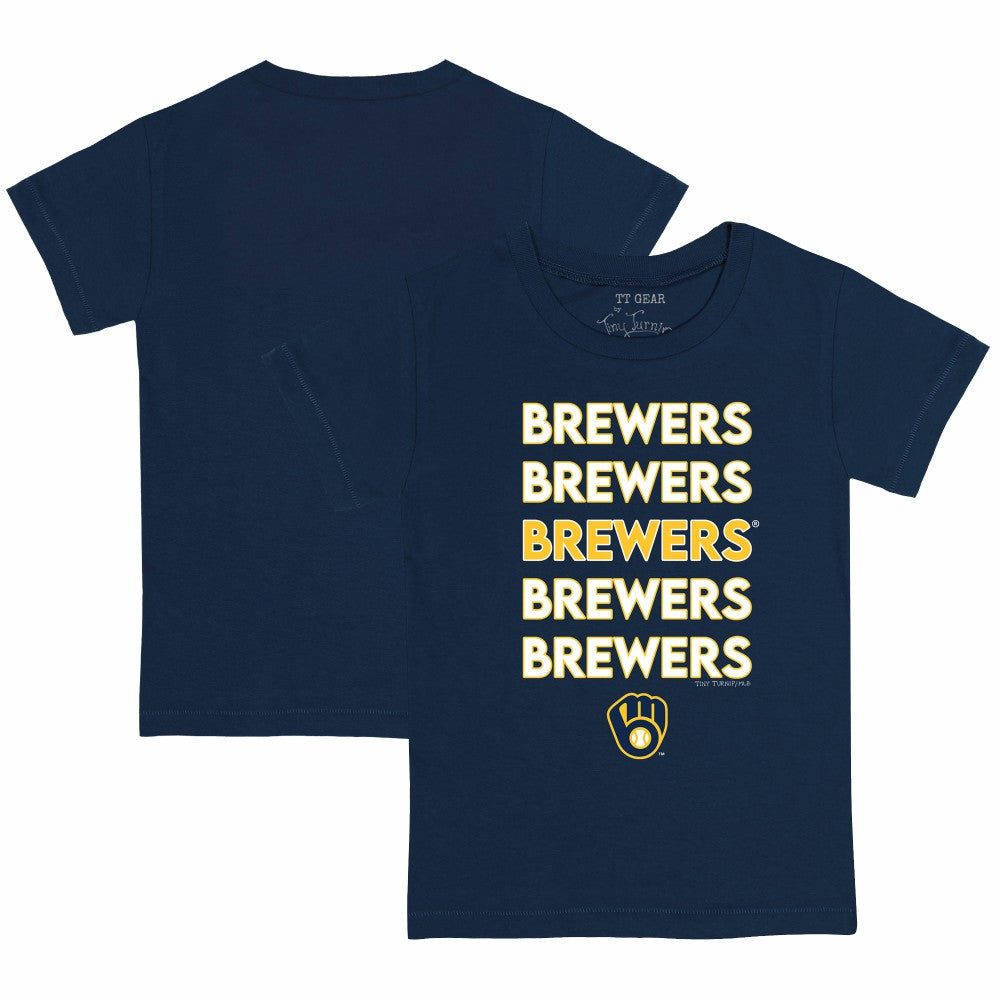 Milwaukee Brewers Tiny Turnip Youth Stacked T-Shirt Navy