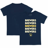 Milwaukee Brewers Tiny Turnip Youth Stacked T-Shirt Navy