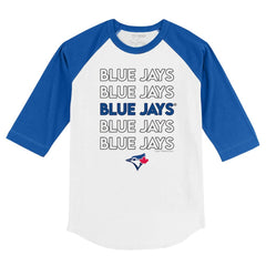Toronto Blue Jays Tiny Turnip Youth Stacked 3/4-Sleeve Raglan T-Shirt White/Royal