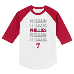 Philadelphia Phillies Tiny Turnip Youth Stacked 3/4-Sleeve Raglan T-Shirt White/Red