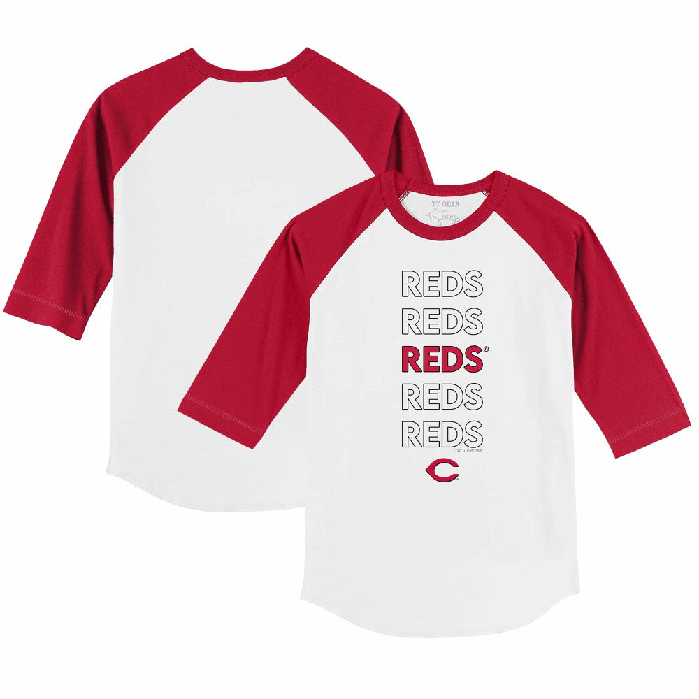 Cincinnati Reds Tiny Turnip Youth Stacked 3/4-Sleeve Raglan T-Shirt White/Red