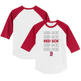 Boston Red Sox Tiny Turnip Youth Stacked 3/4-Sleeve Raglan T-Shirt White/Red